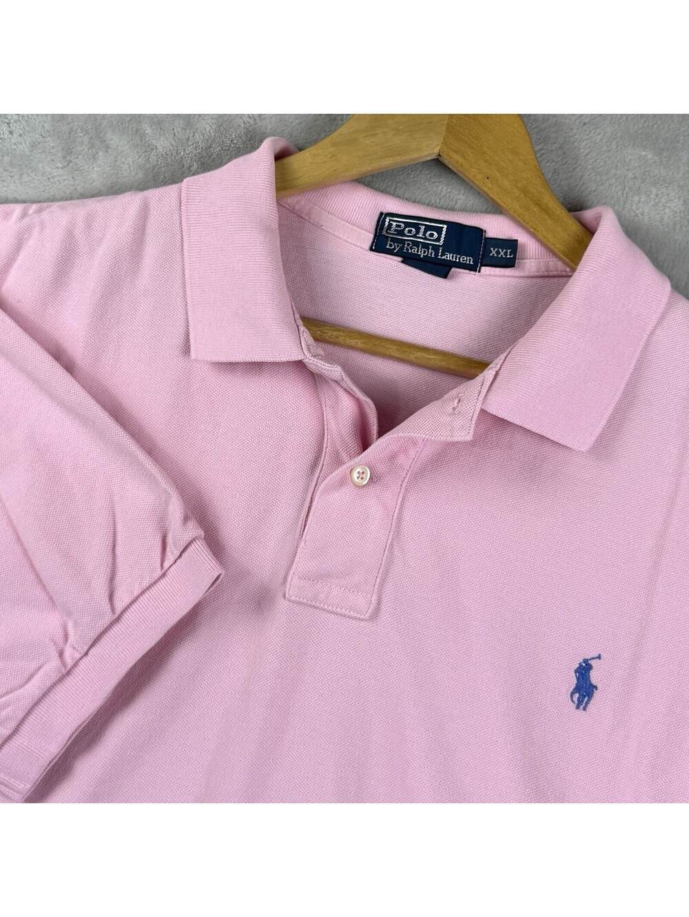 Polo Ralph Lauren Pink Short Sleeve Polo Shirt Blue Pony Men’s XXL Cotton Pique
